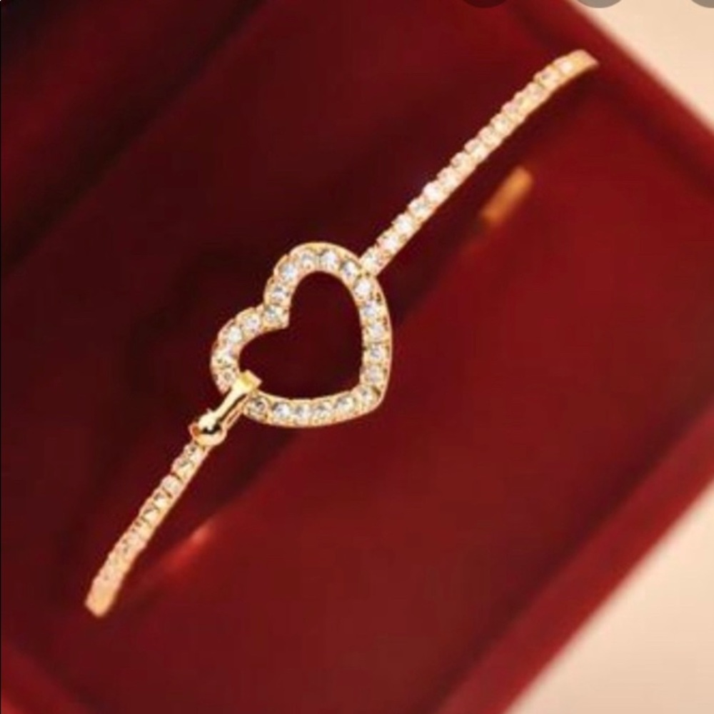 Gold & Rhinestone Heart Bracelet